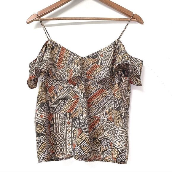 𝅺lucky Brand Cold Shoulder Aztec Printed Top - Picture 2 of 5